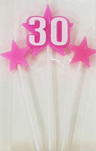 Pink Star Pick Candle - No 30 - Click Image to Close